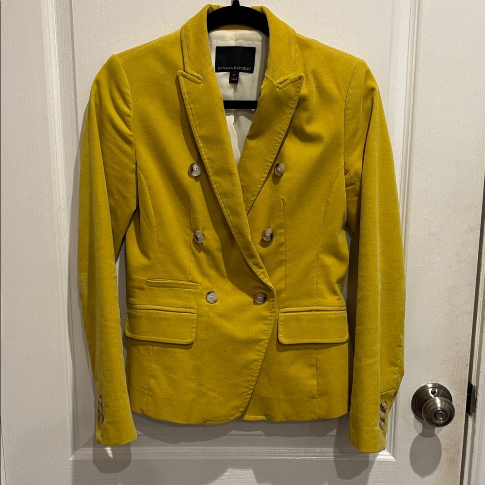 Banana Republic Women's Yellow Double-Breasted Blazer